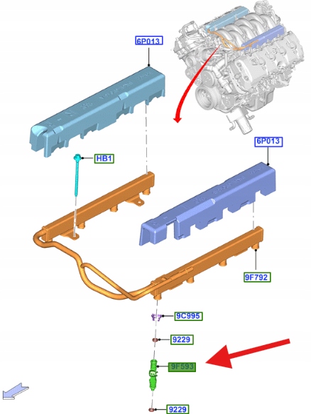 Sada 8 ks vstřikovačů BR3E9F593EB — Ford Mustang Ford Oe 5.0 V8, Disponibile, tasse incluse — foto 8 z 11